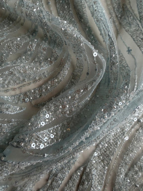 Baby Blue Emb Beaded Tulle - EB1068