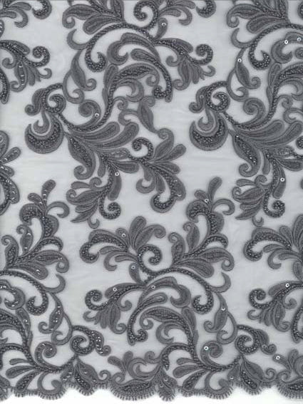 Indigo Emb Beaded Tulle - EB1069