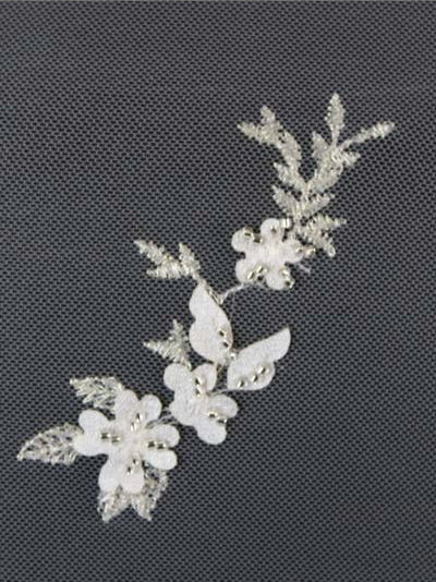 Champagne/Silver Emb Beaded Tulle - EB1073