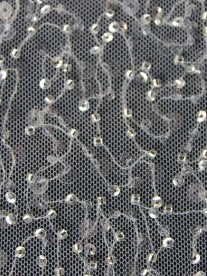 Ivory Emb Beaded Tulle - EB1074