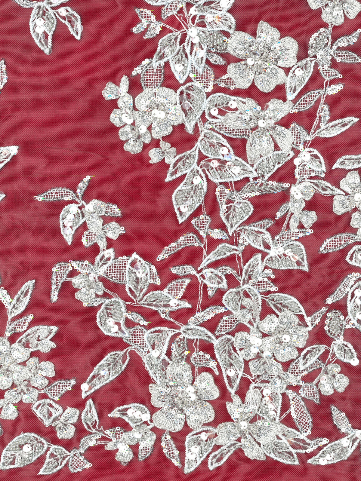 Grey/Blue Embroidered Beaded Tulle - EB1085