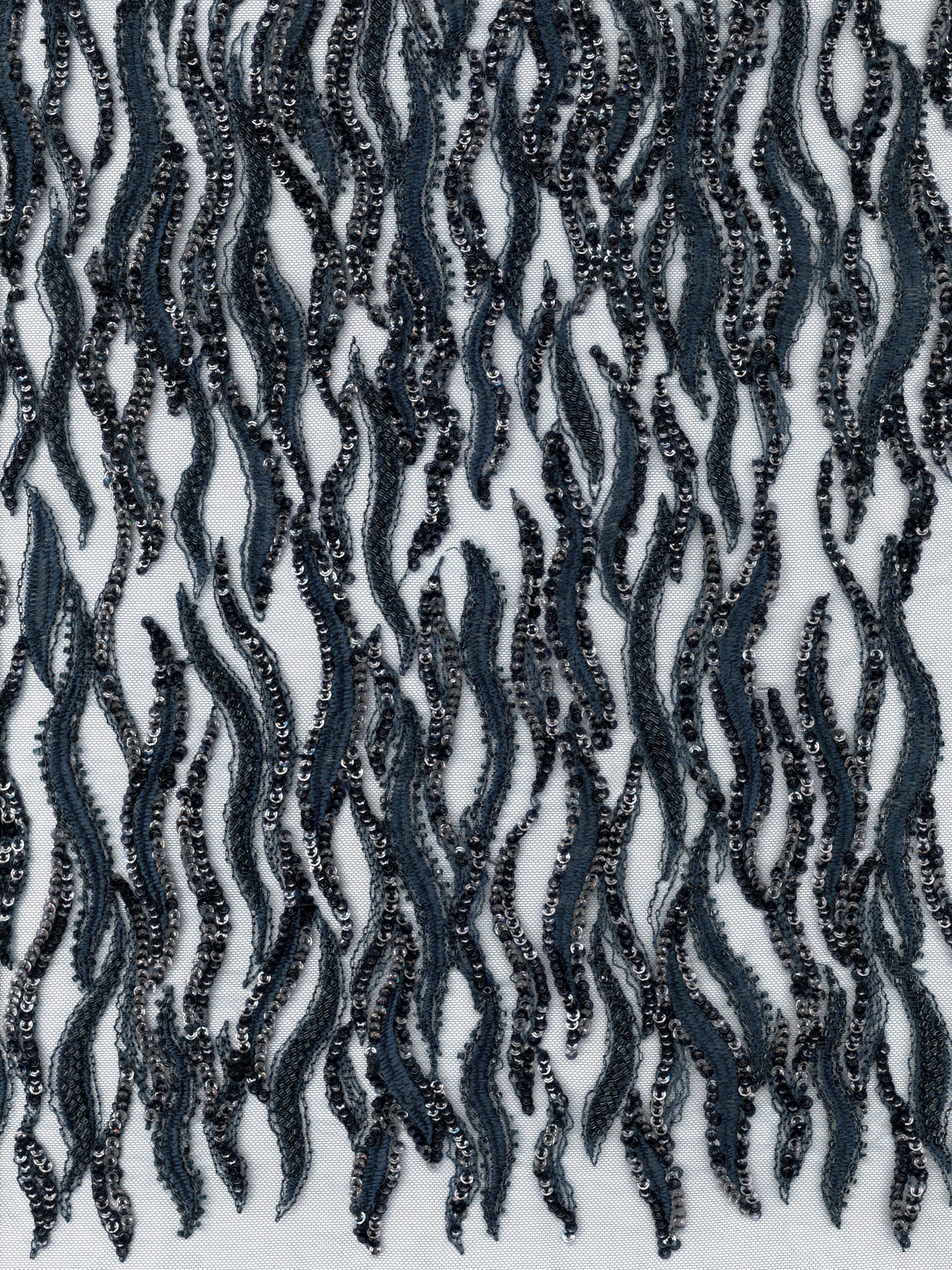 New Navy Emb Beaded Tulle - EB1089