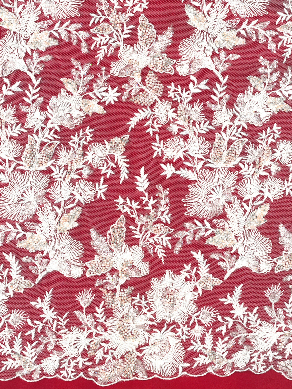 Shell Pink Emb Beaded Tulle - EB1095