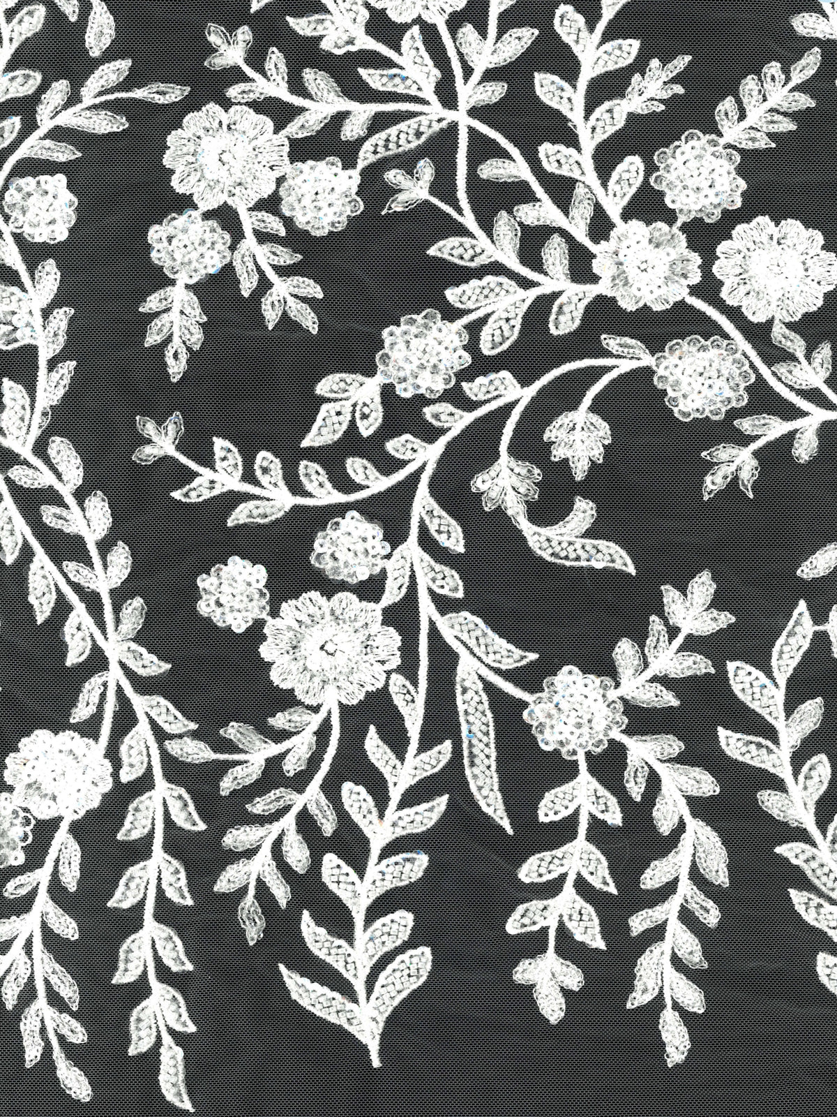 Ivory Emb Beaded Tulle - EB1097