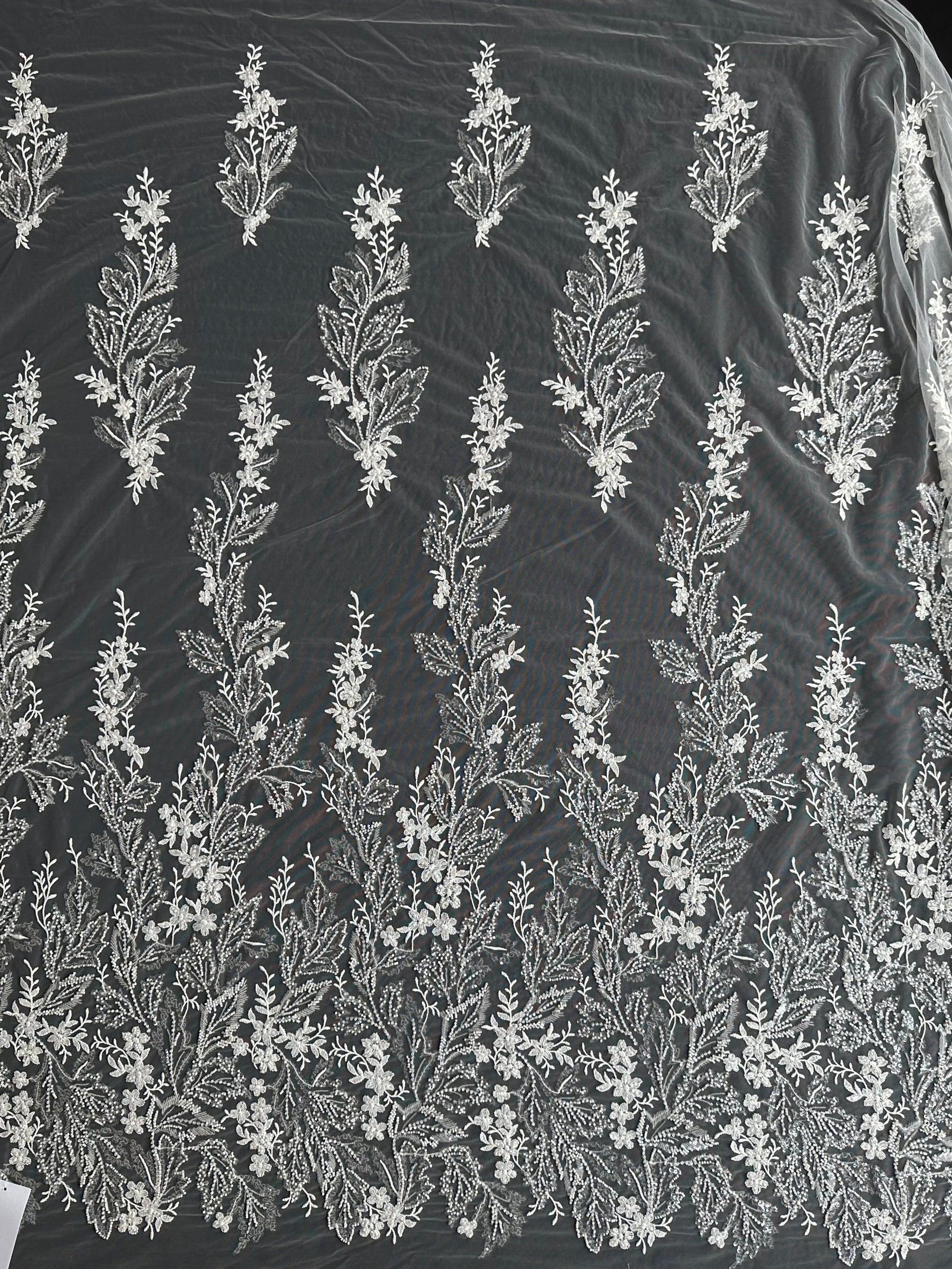 Ivory Beaded Embroidery Lace - EB1099