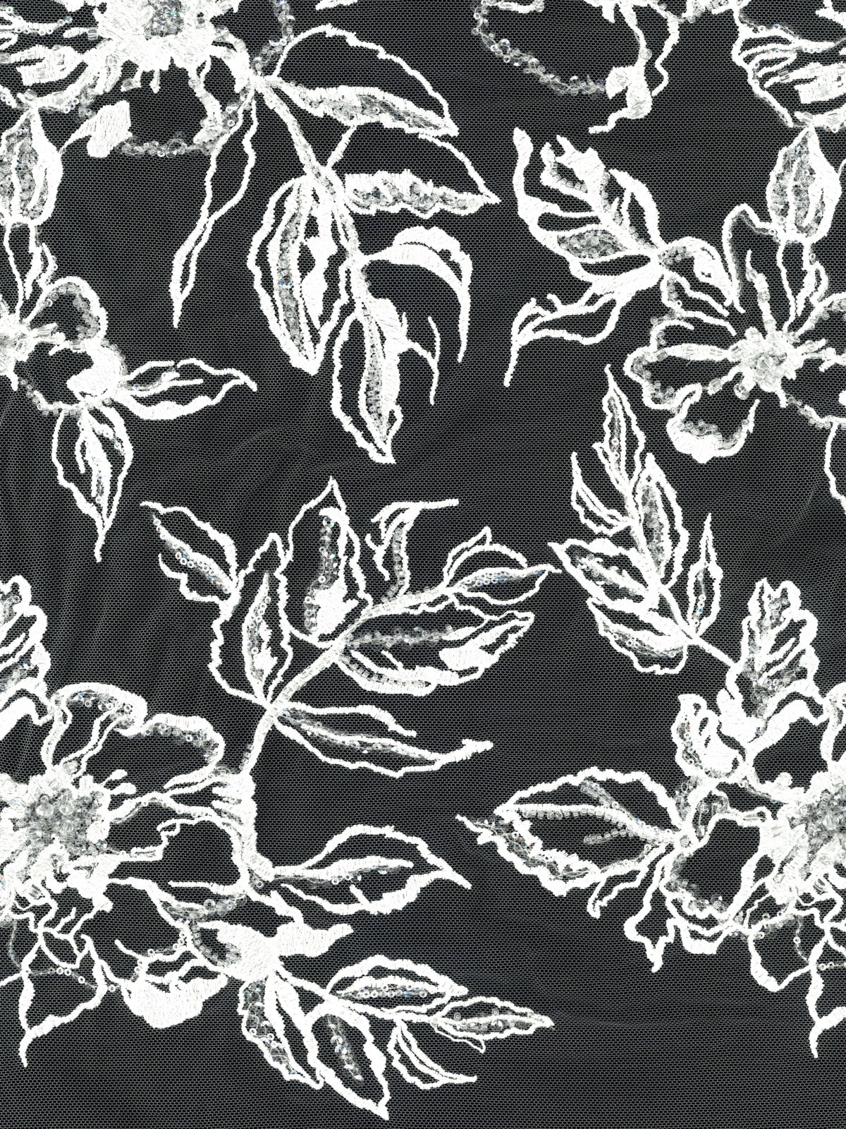 Ivory Emb Beaded Tulle - EB1100