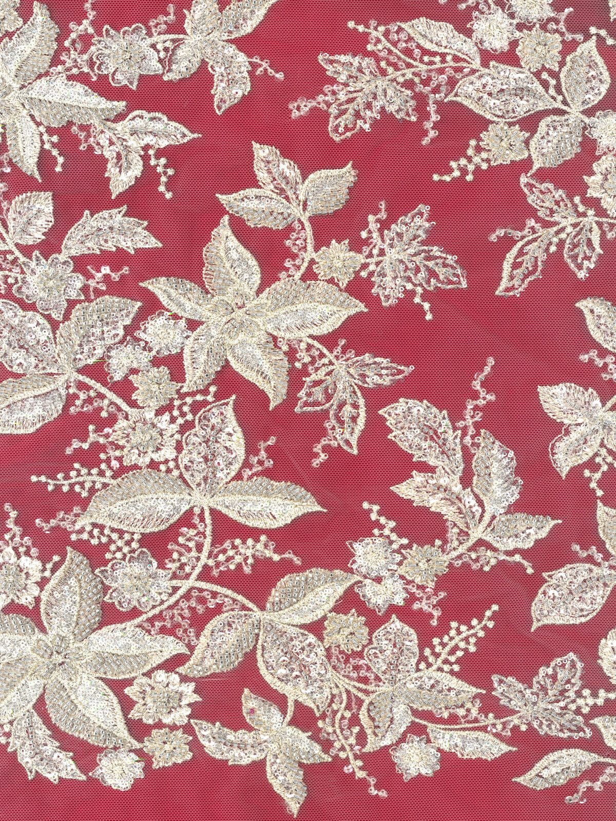 Ivory/Gold Beaded Lace - EB1101