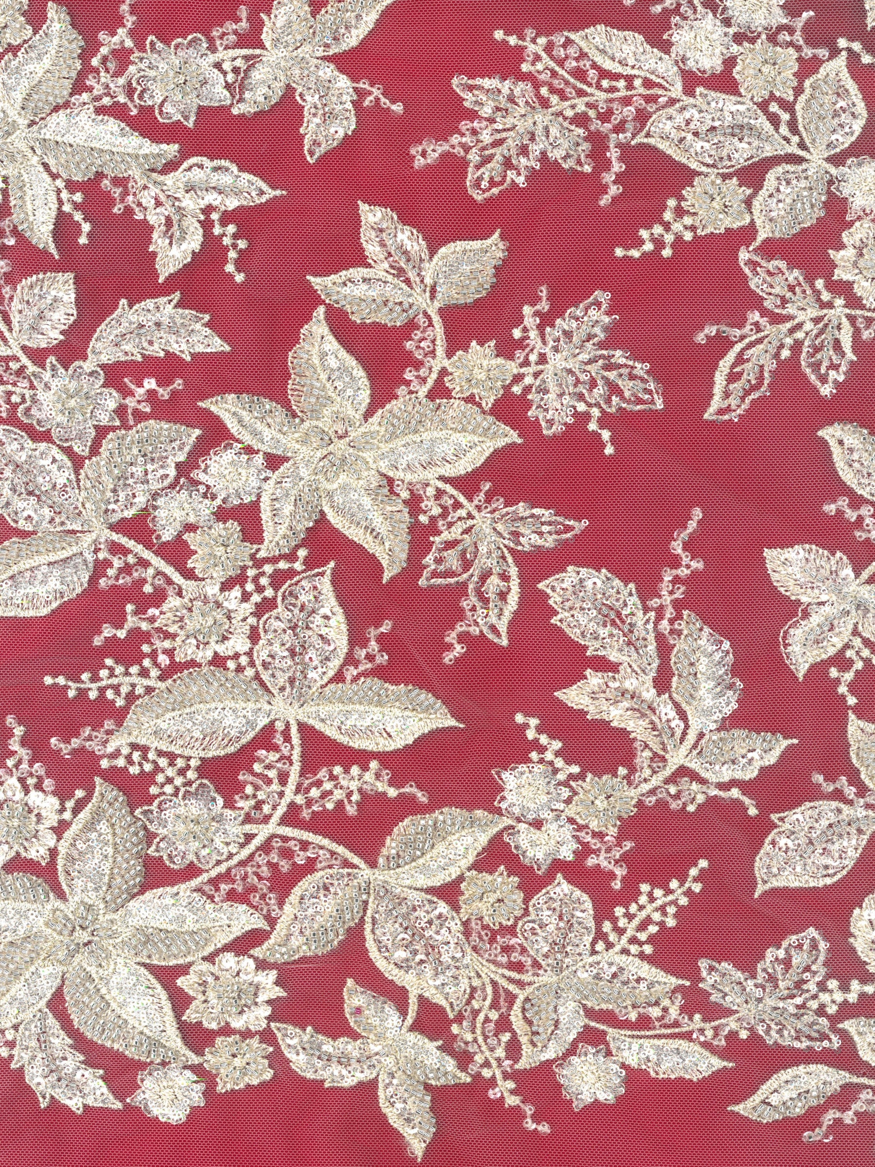 Ivory/Gold Beaded Lace - EB1101