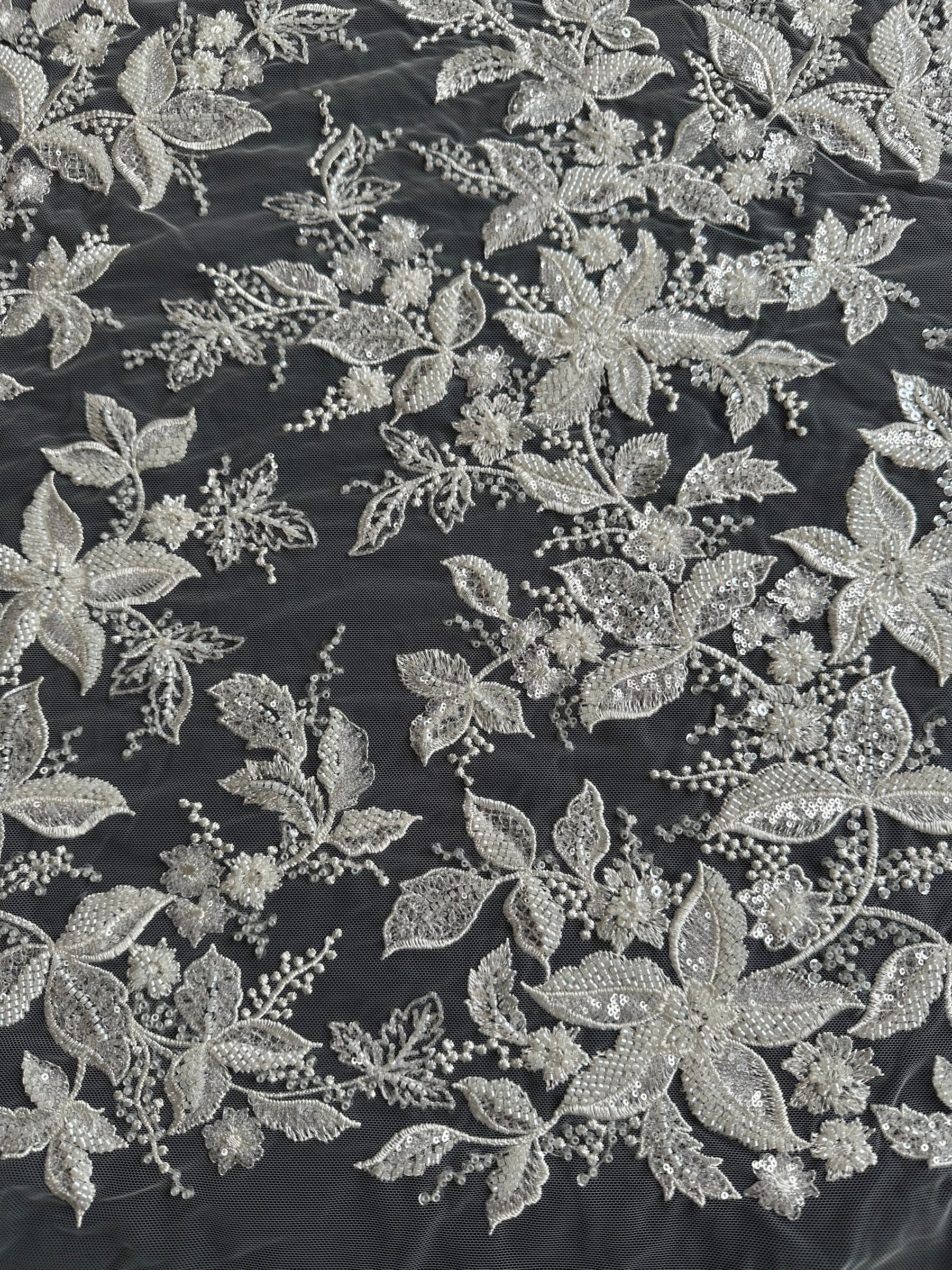 Ivory Beaded Lace - EB1101