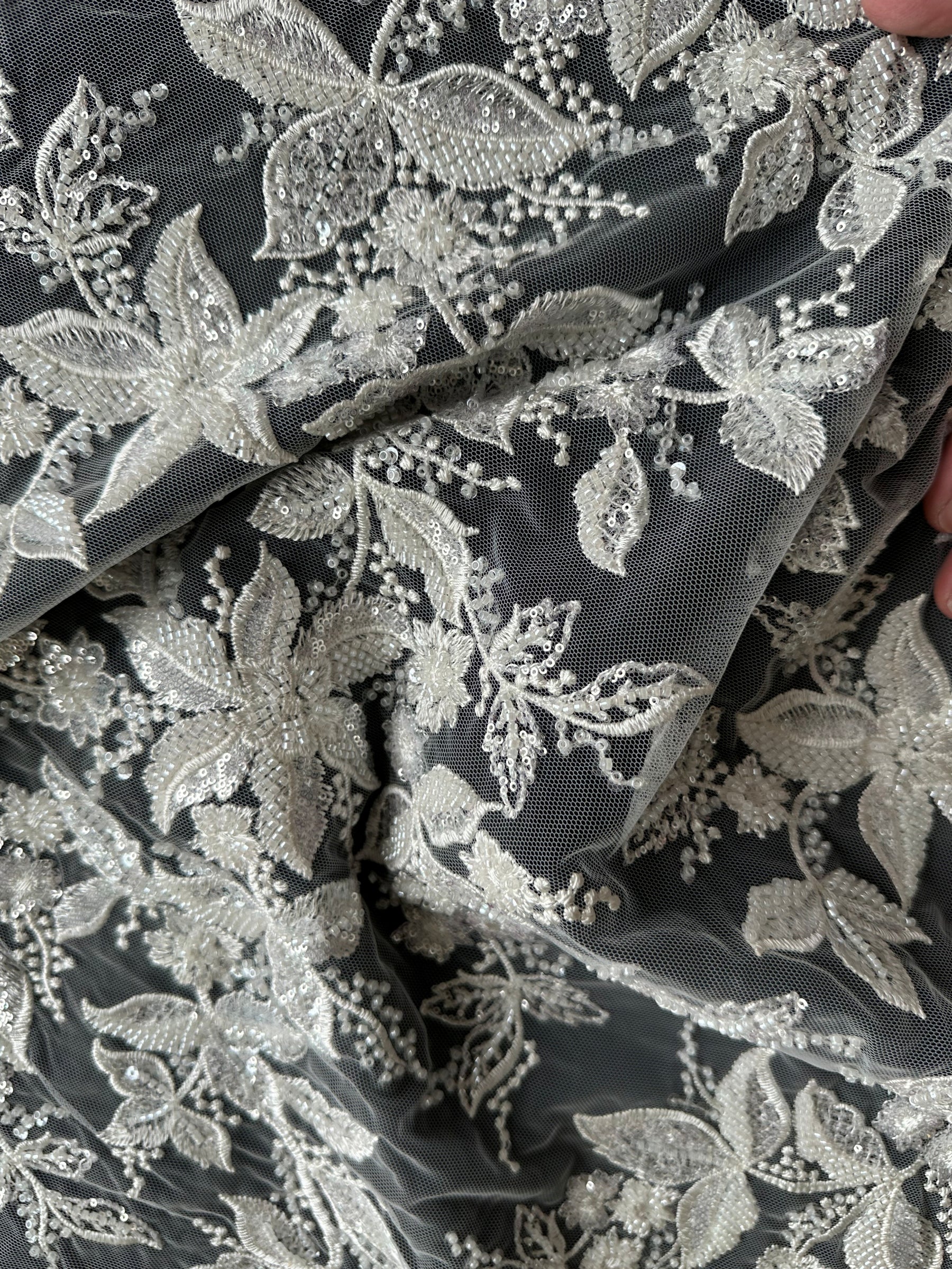 Ivory Beaded Lace - EB1101