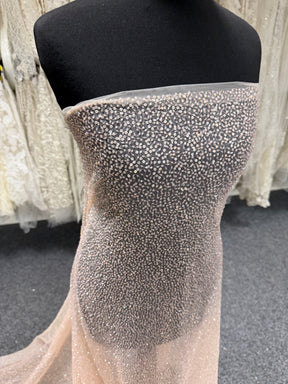 Dusky Rose Embroidered Beaded Tulle - EB1103