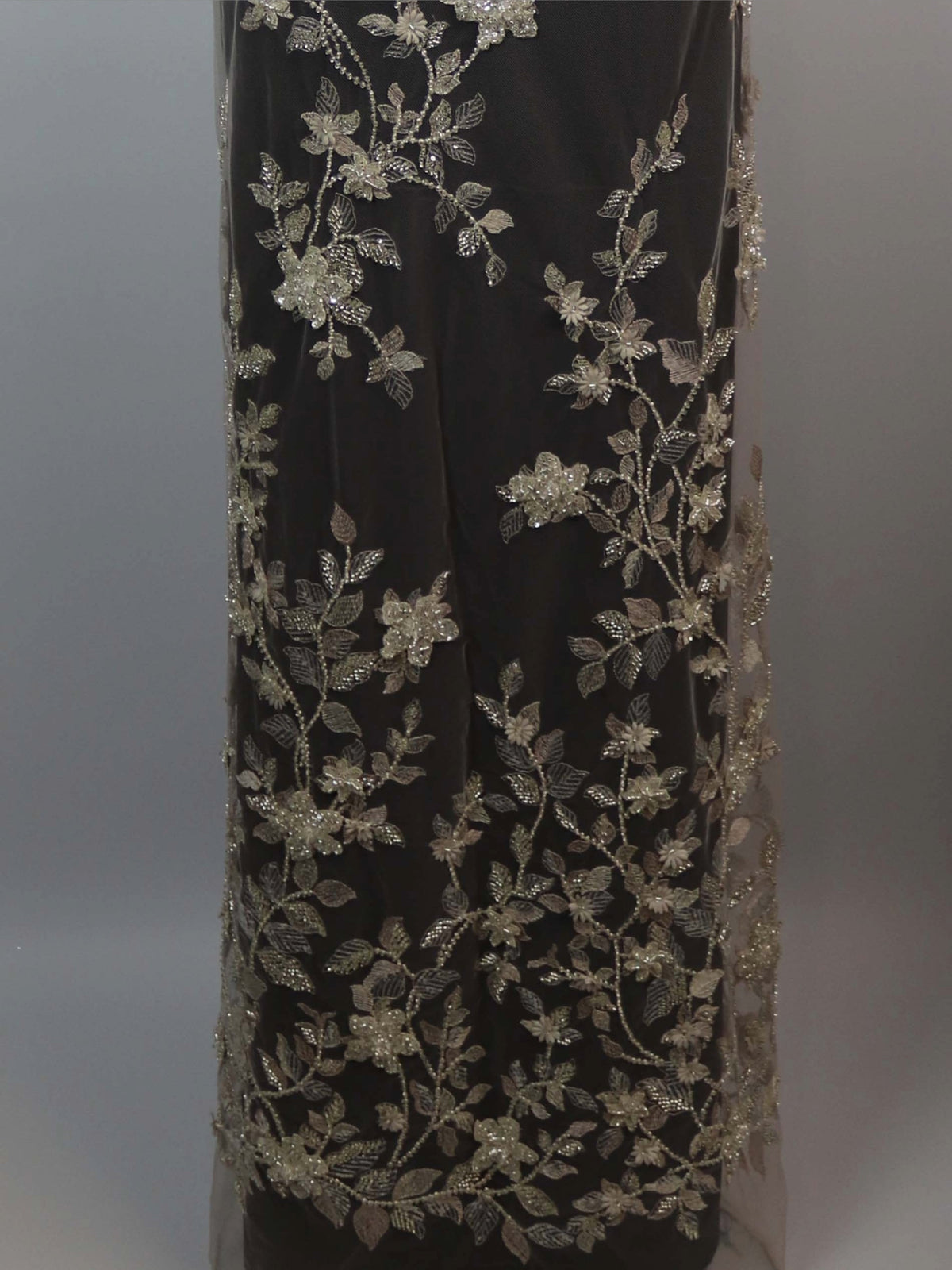 Light Skin/Silver Emb Beaded Tulle - EB1105