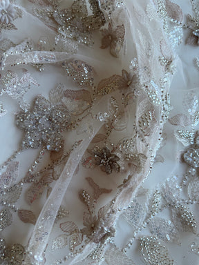 Light Skin/Silver Emb Beaded Tulle - EB1105