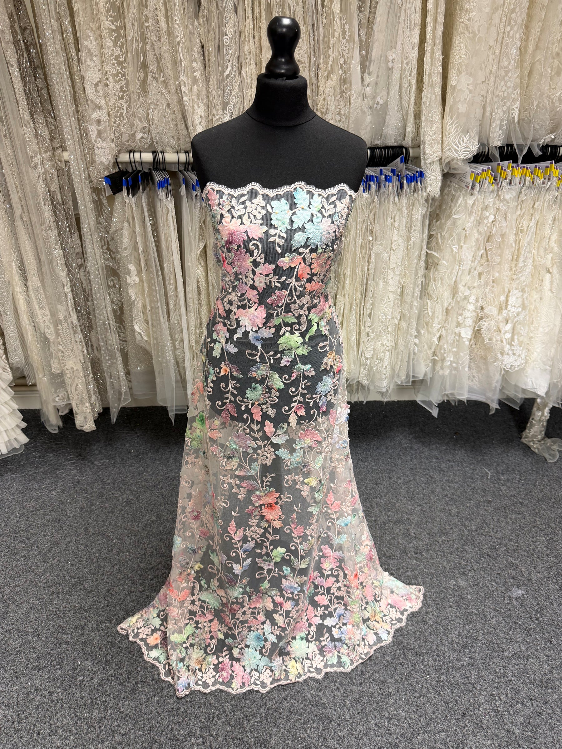 Ivory/Multi Embroidered Sequin Tulle - EB3007