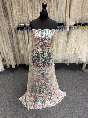 Ivory/Multi Embroidered Sequin Tulle - EB3007