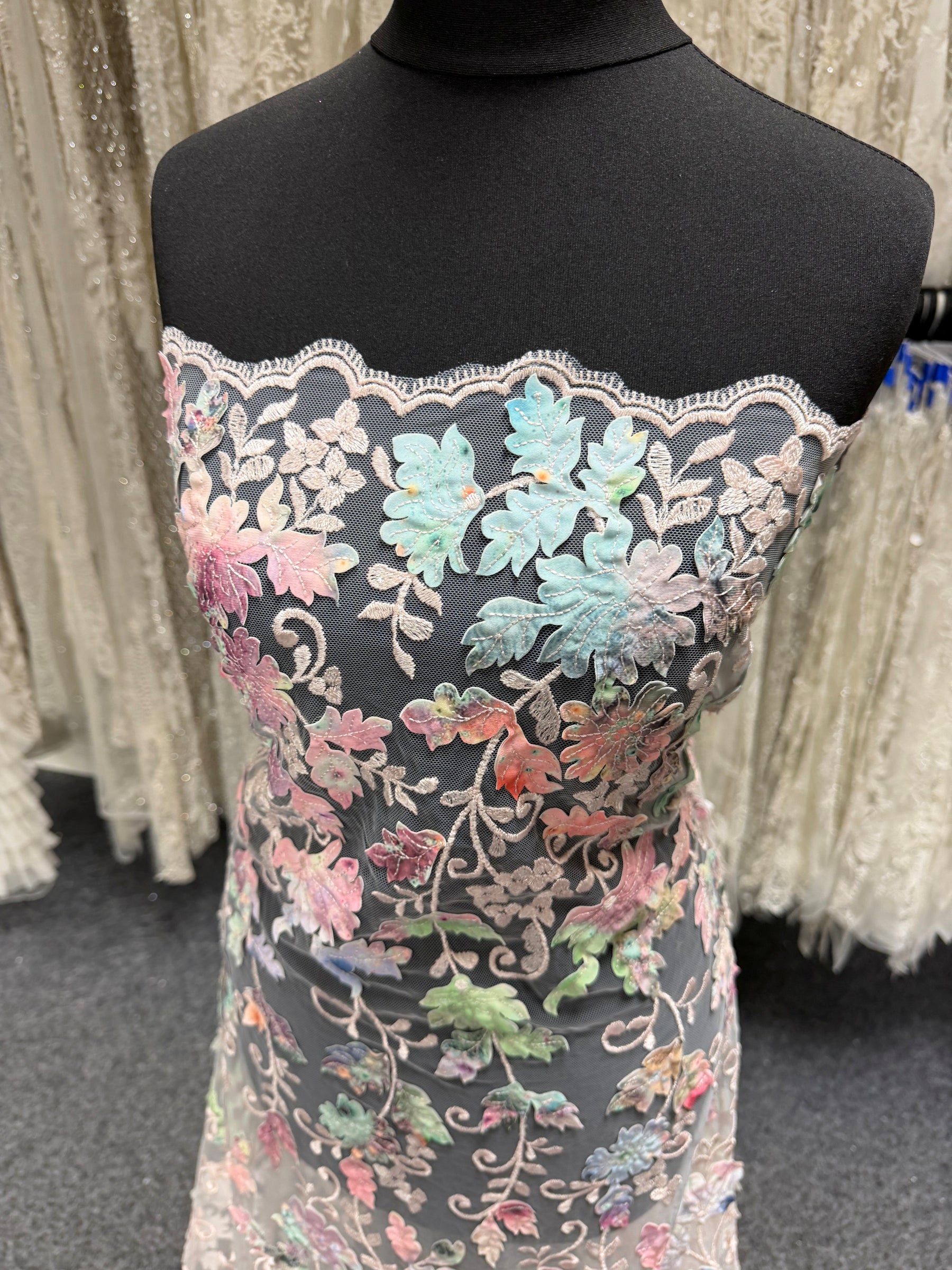 Ivory/Multi Embroidered Sequin Tulle - EB3007