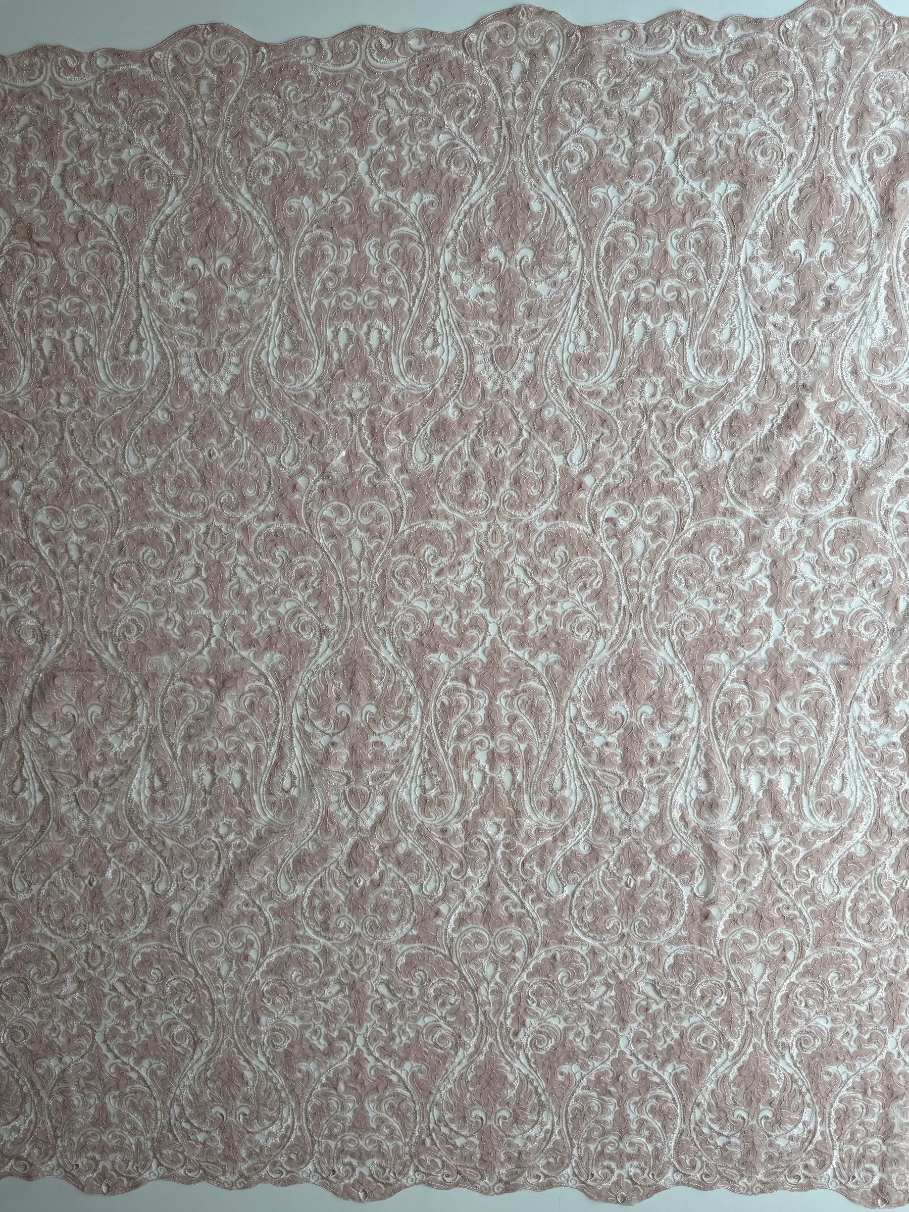 Dusky Pink Embroidered Sequin Tulle – EB3008