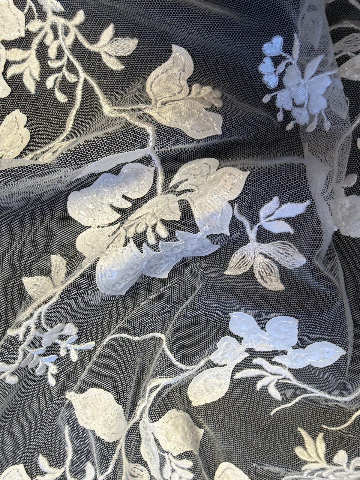 Ivory Sequin Floral Lace - EB3019