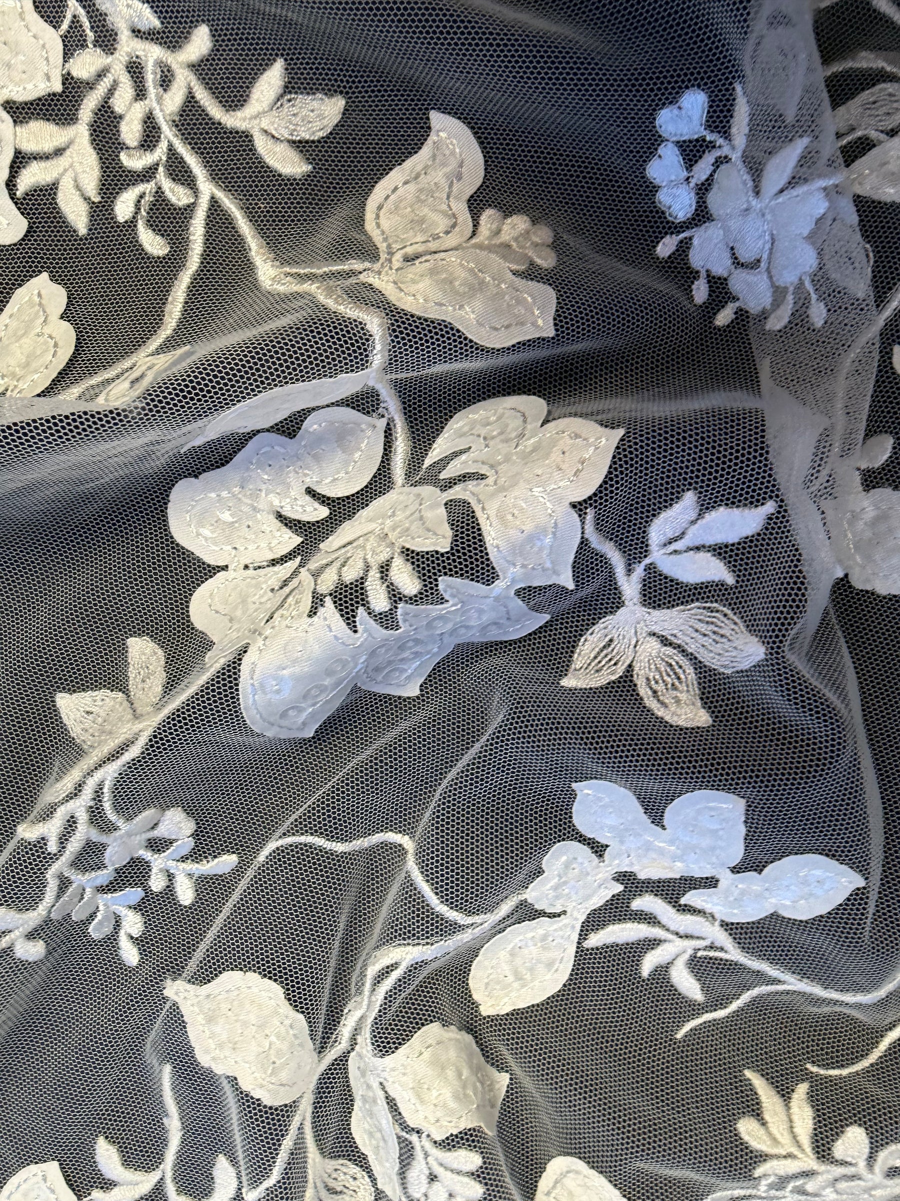 Ivory Sequin Floral Lace - EB3019