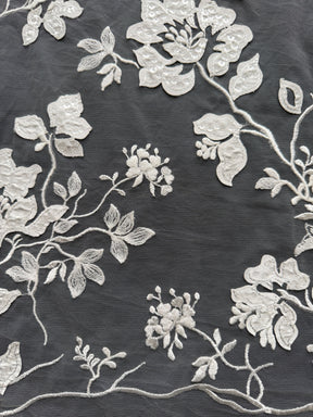Ivory Sequin Floral Lace - EB3019