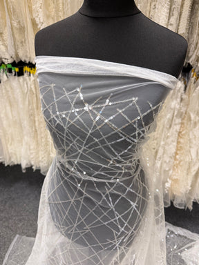 Ivory Embroidered Sequin Tulle - EB3022