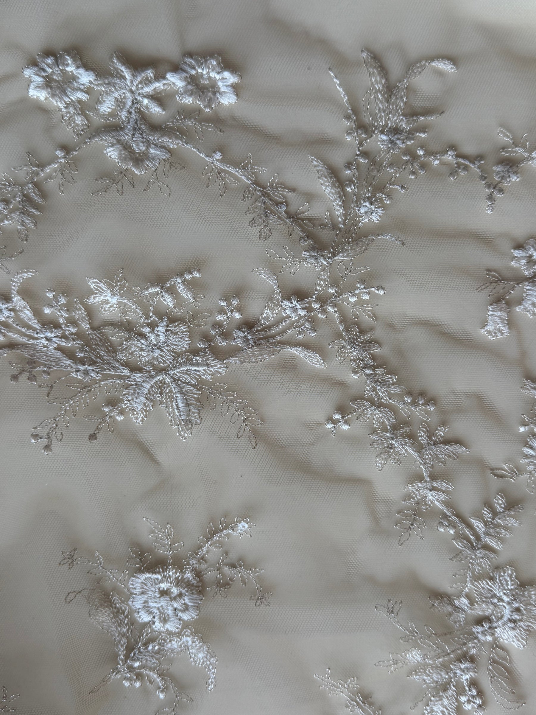 Ivory on Nude Embroidery Lace - EB3027