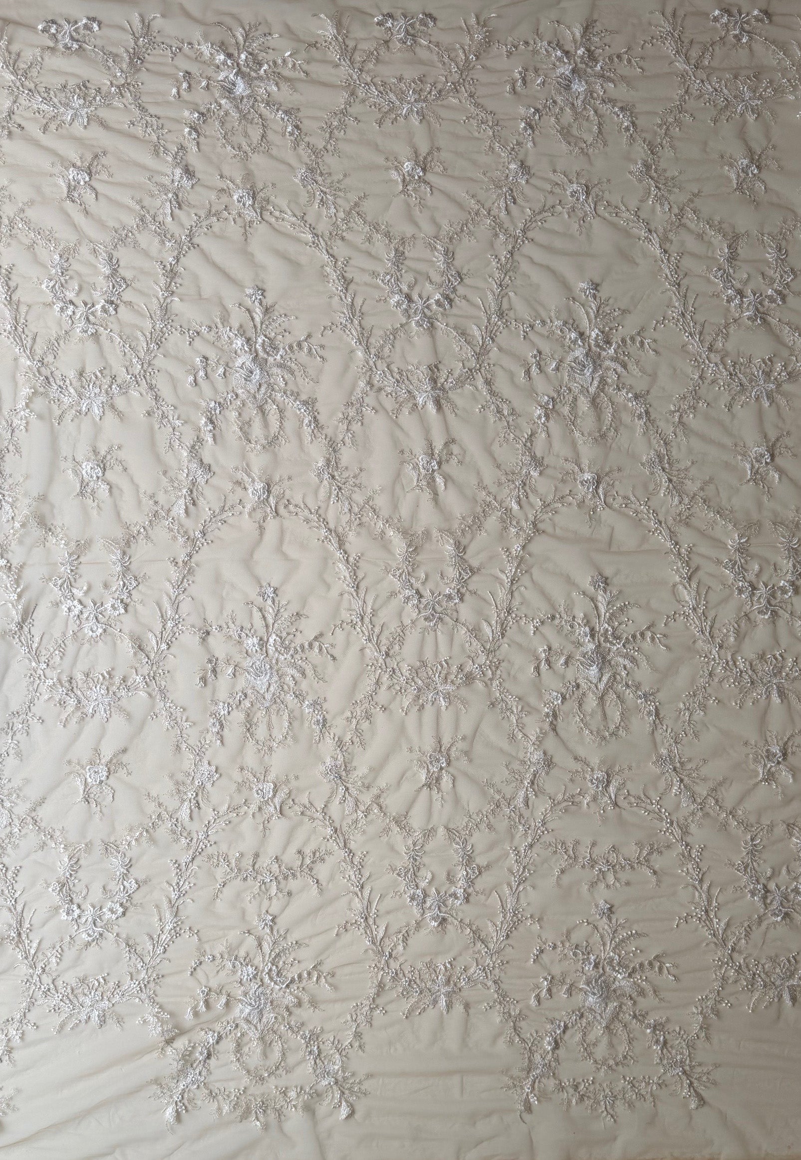 Ivory on Nude Embroidery Lace - EB3027