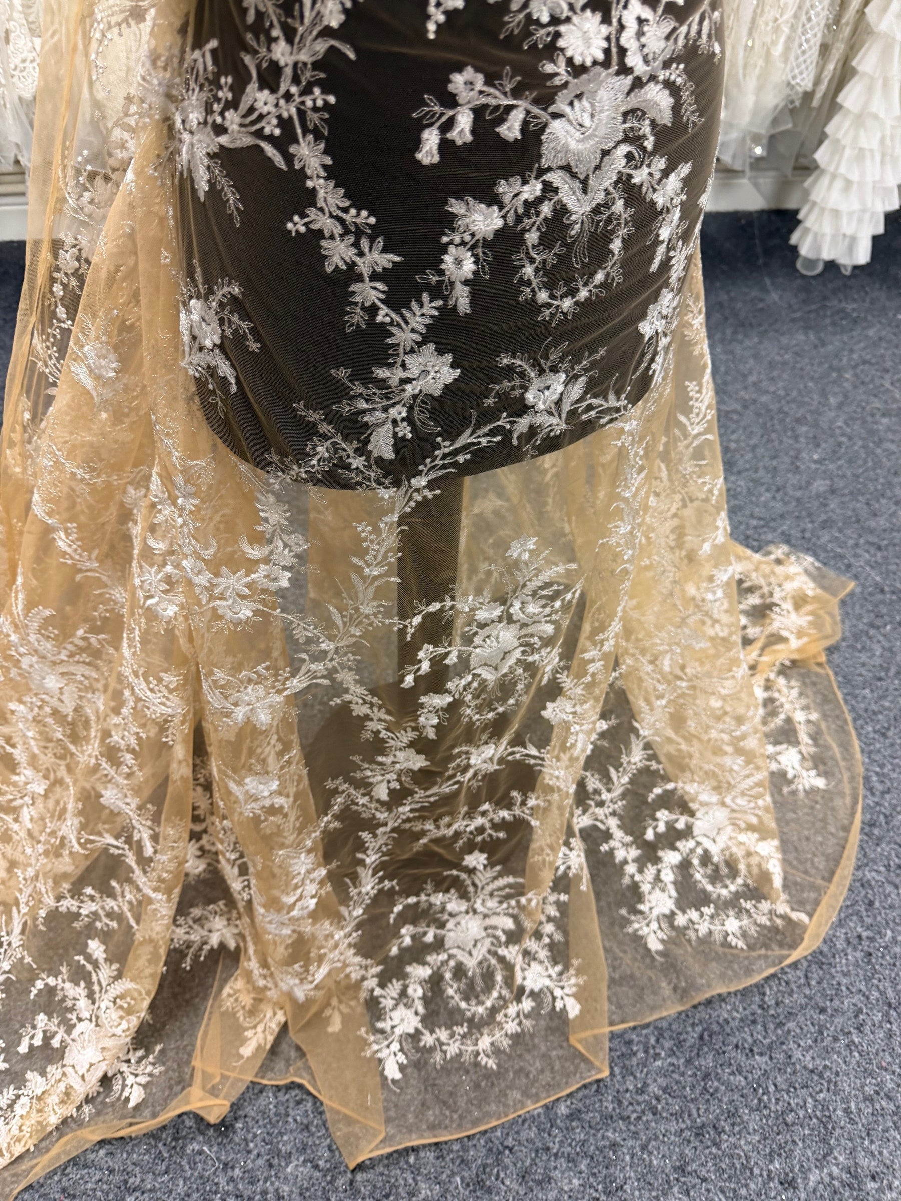 Ivory on Nude Embroidery Lace - EB3027