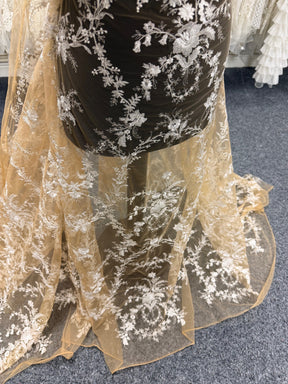 Ivory on Nude Embroidery Lace - EB3027