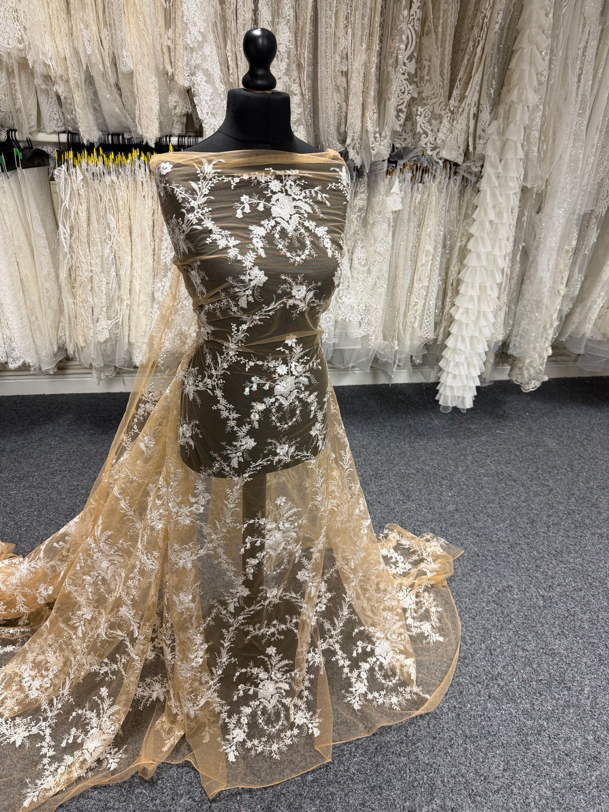 Ivory on Nude Embroidery Lace - EB3027