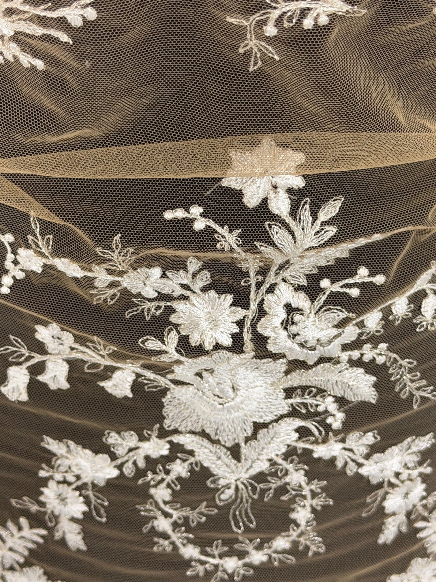 Ivory on Nude Embroidery Lace - EB3027