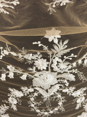 Ivory on Nude Embroidery Lace - EB3027