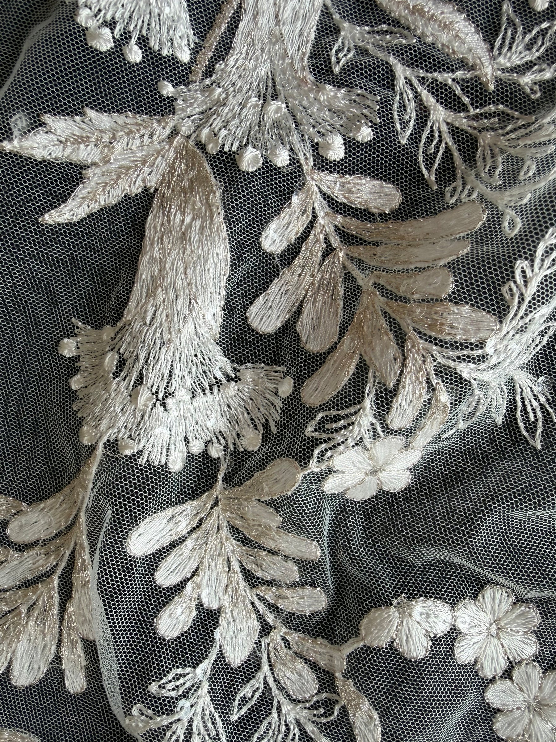 Ivory Sequin Embroidery Lace - EB3028