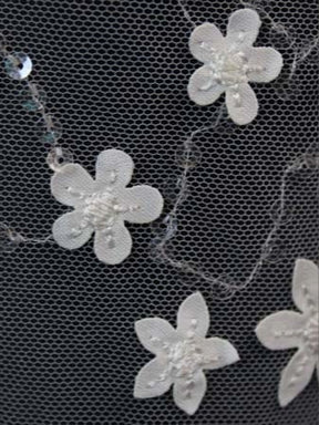 Ivory Embroidered Sequin Tulle - EB3030