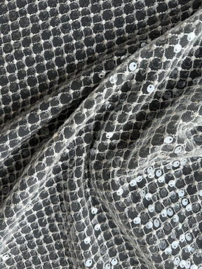 Ivory Sequin Lattice Lace - EB3032