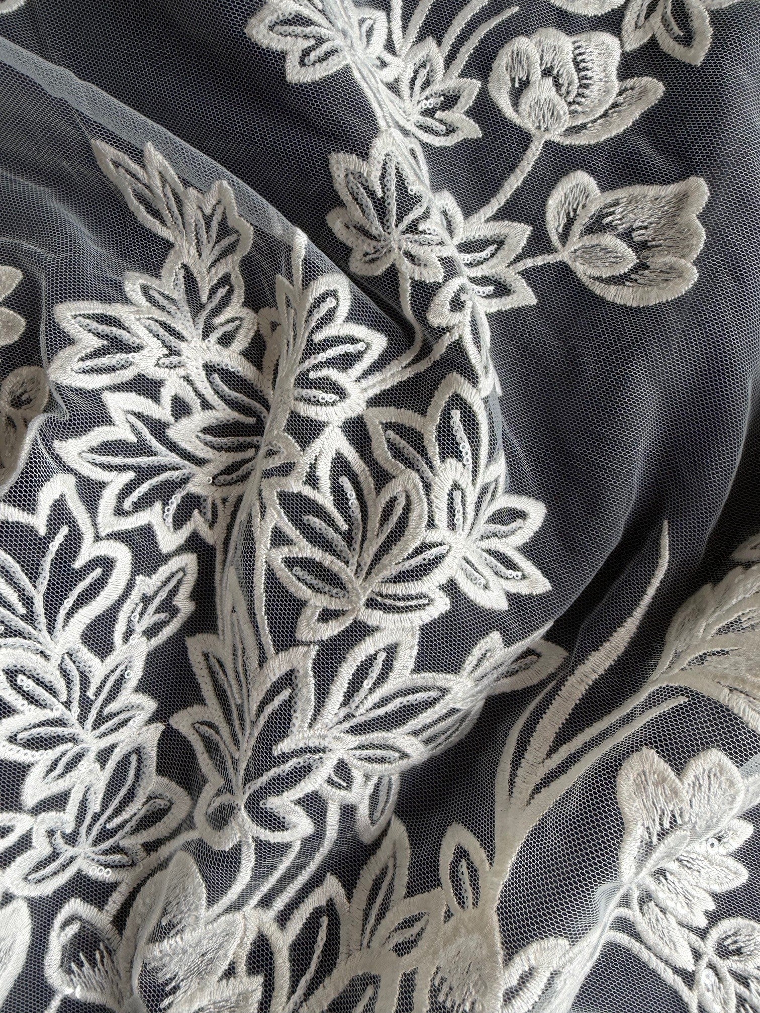 Ivory Sequin Embroidery Lace - EB3035