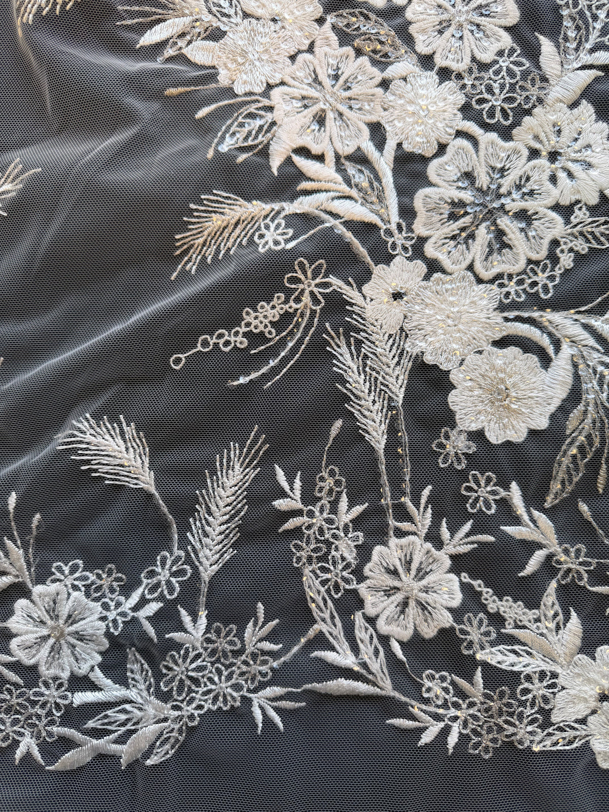 Ivory Sequin Embroidery Lace - EB3036