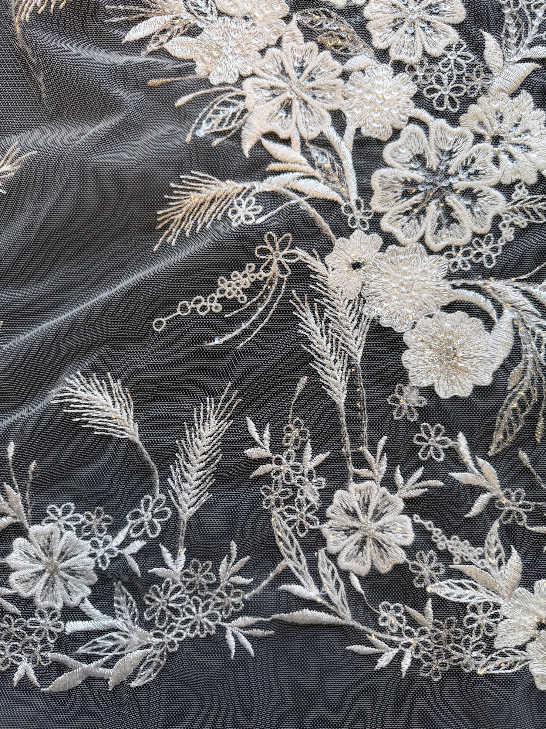 Ivory Sequin Embroidery Lace - EB3036