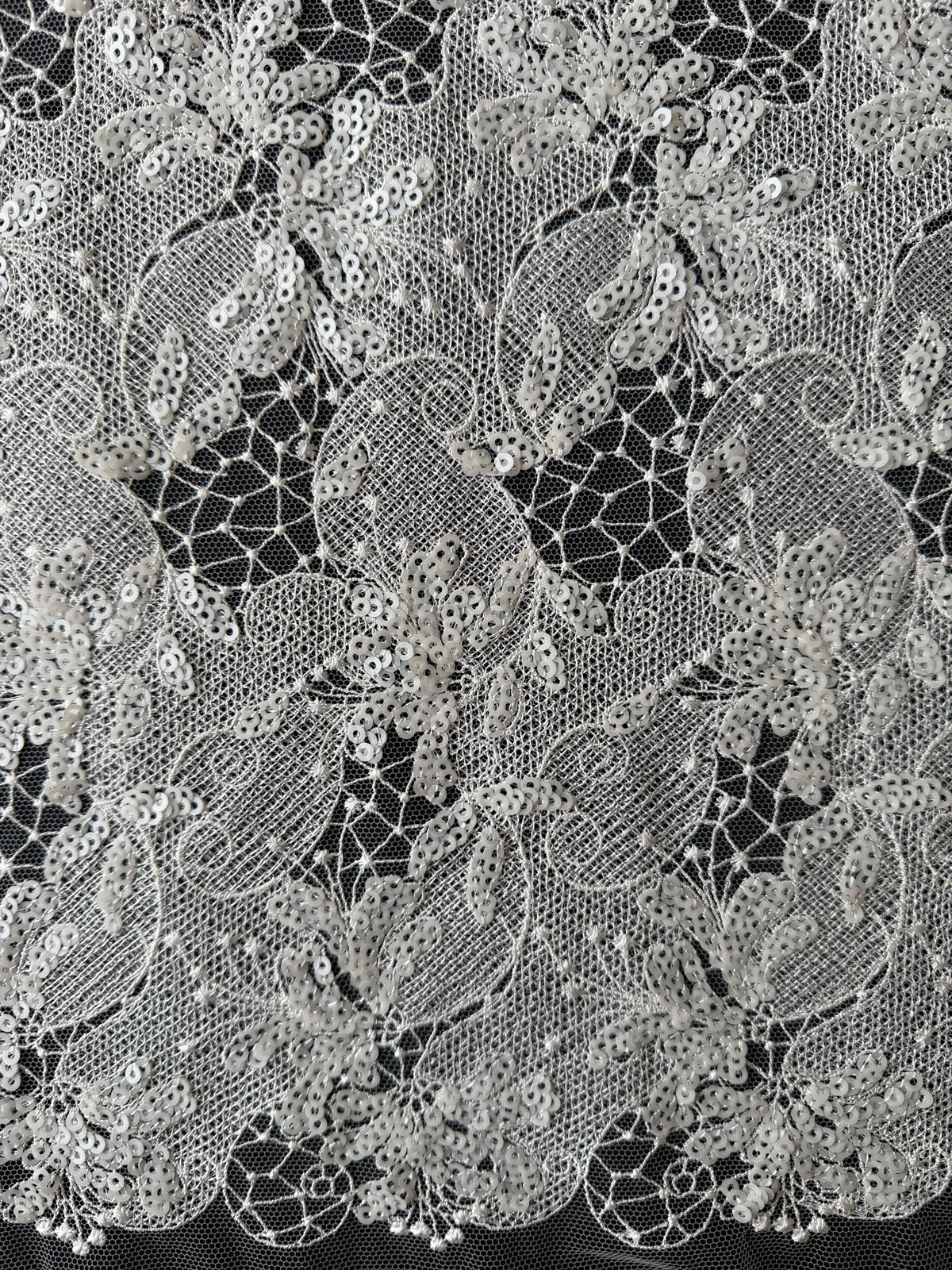 Ivory Sequin Embroidery Lace - EB3038