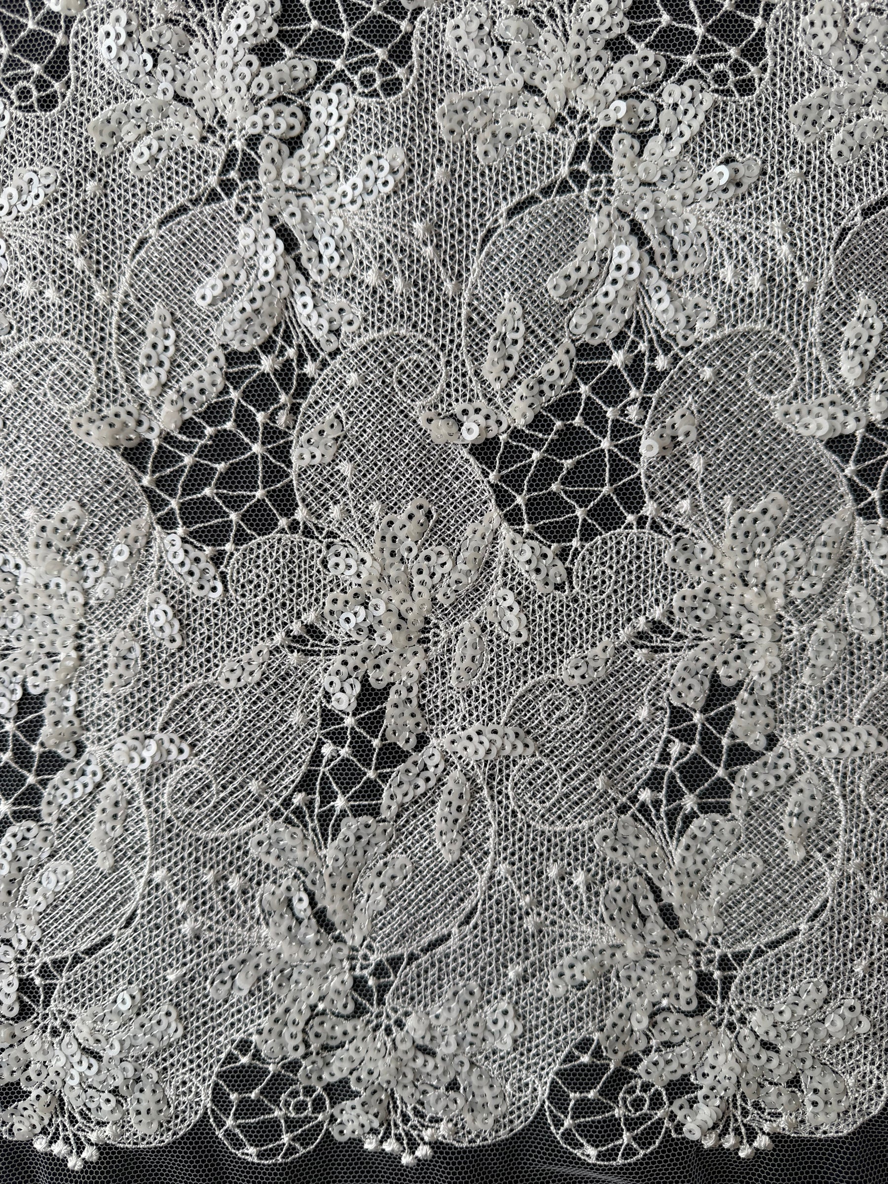 Ivory Sequin Embroidery Lace - EB3038