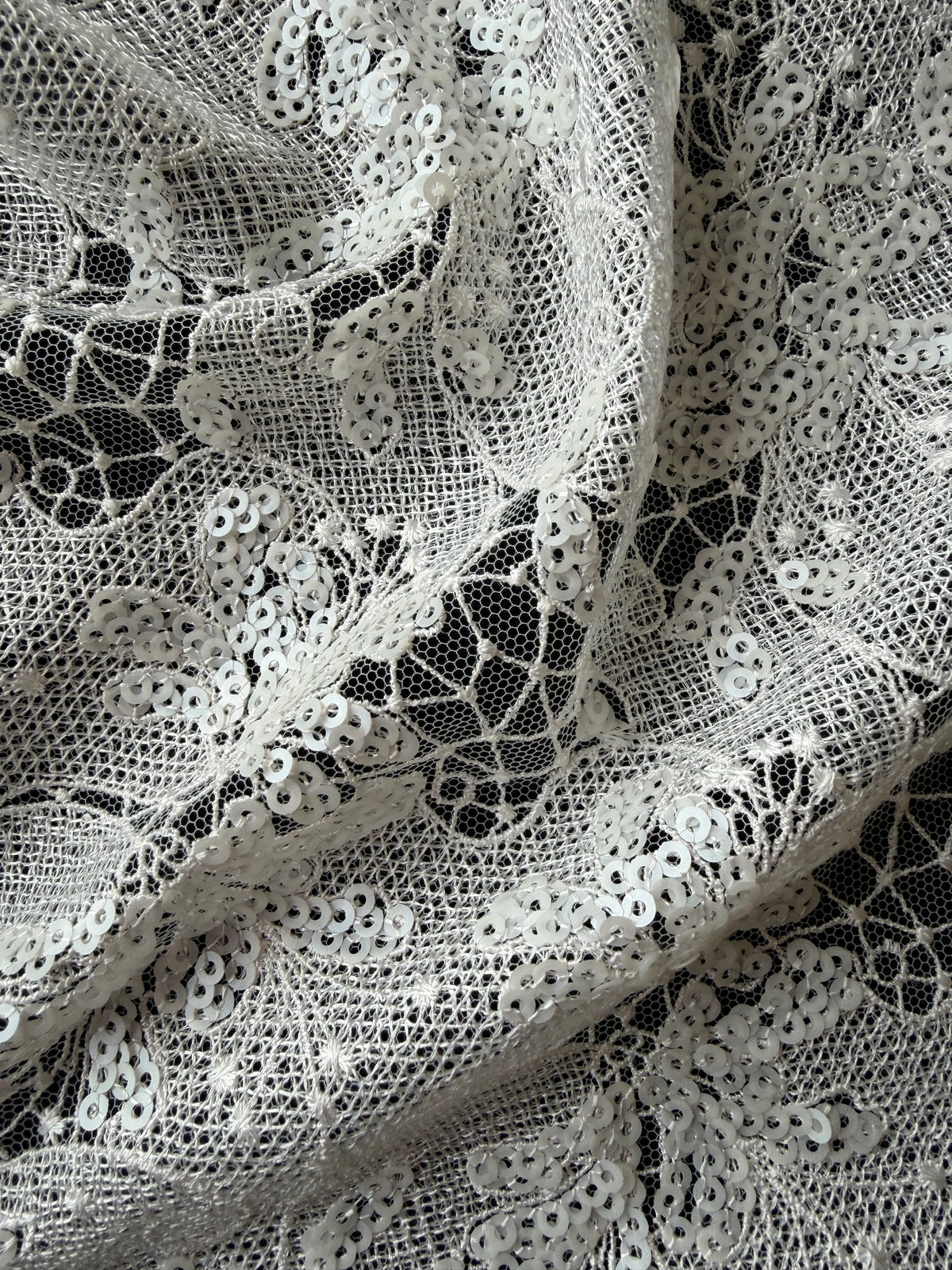 Ivory Sequin Embroidery Lace - EB3038