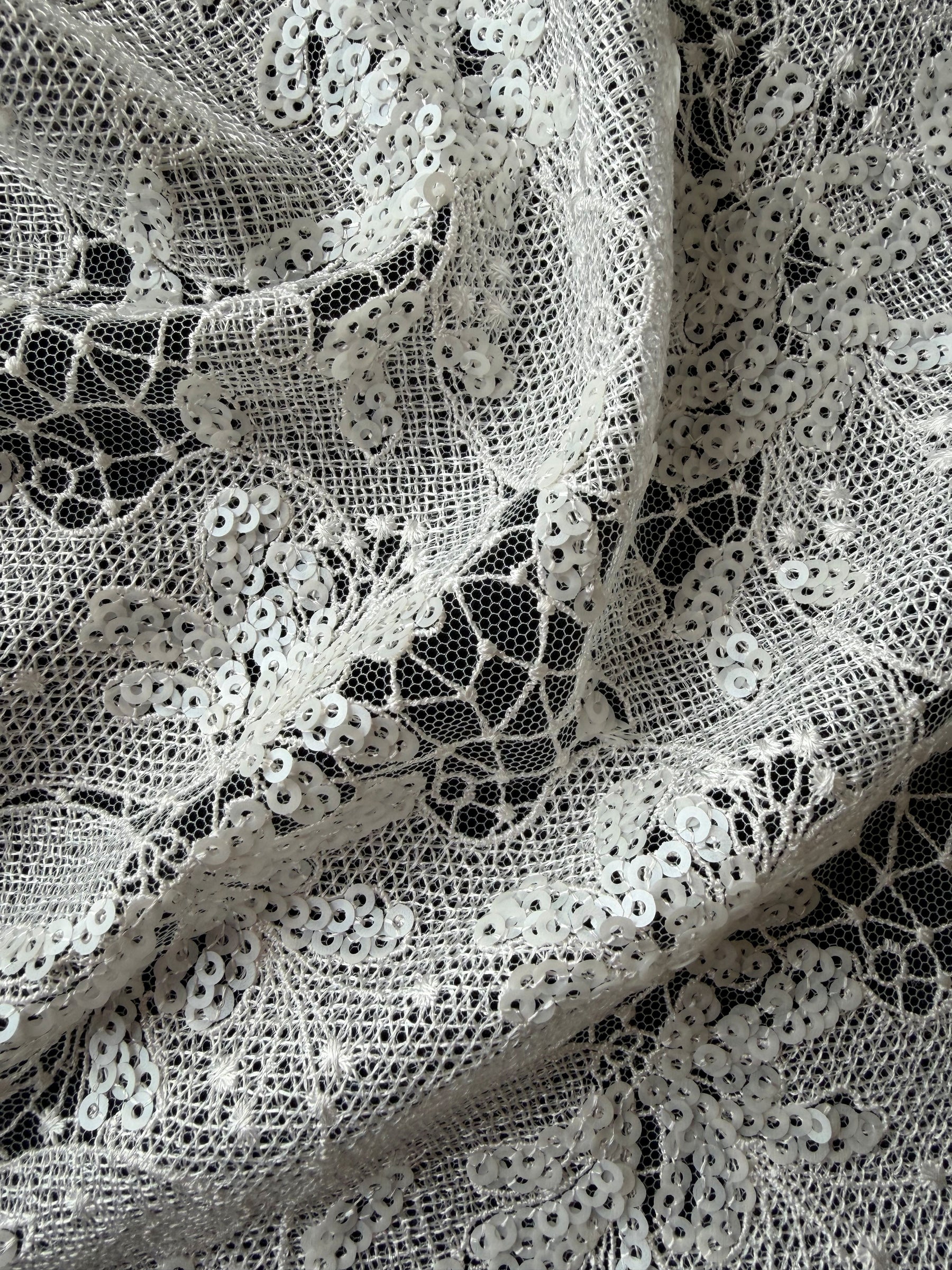 Ivory Sequin Embroidery Lace - EB3038