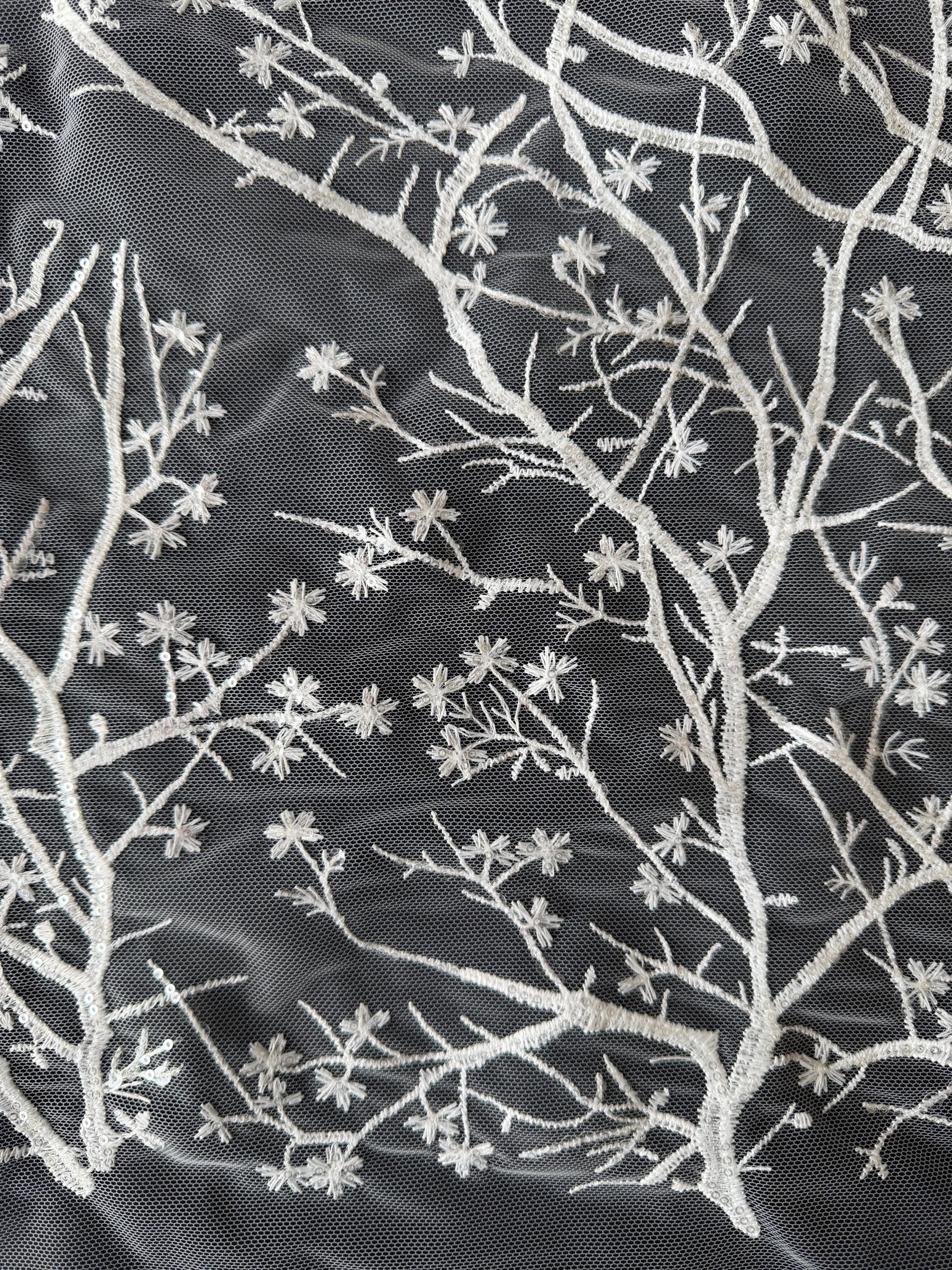 Ivory Sequin Embroidery Lace - EB3043