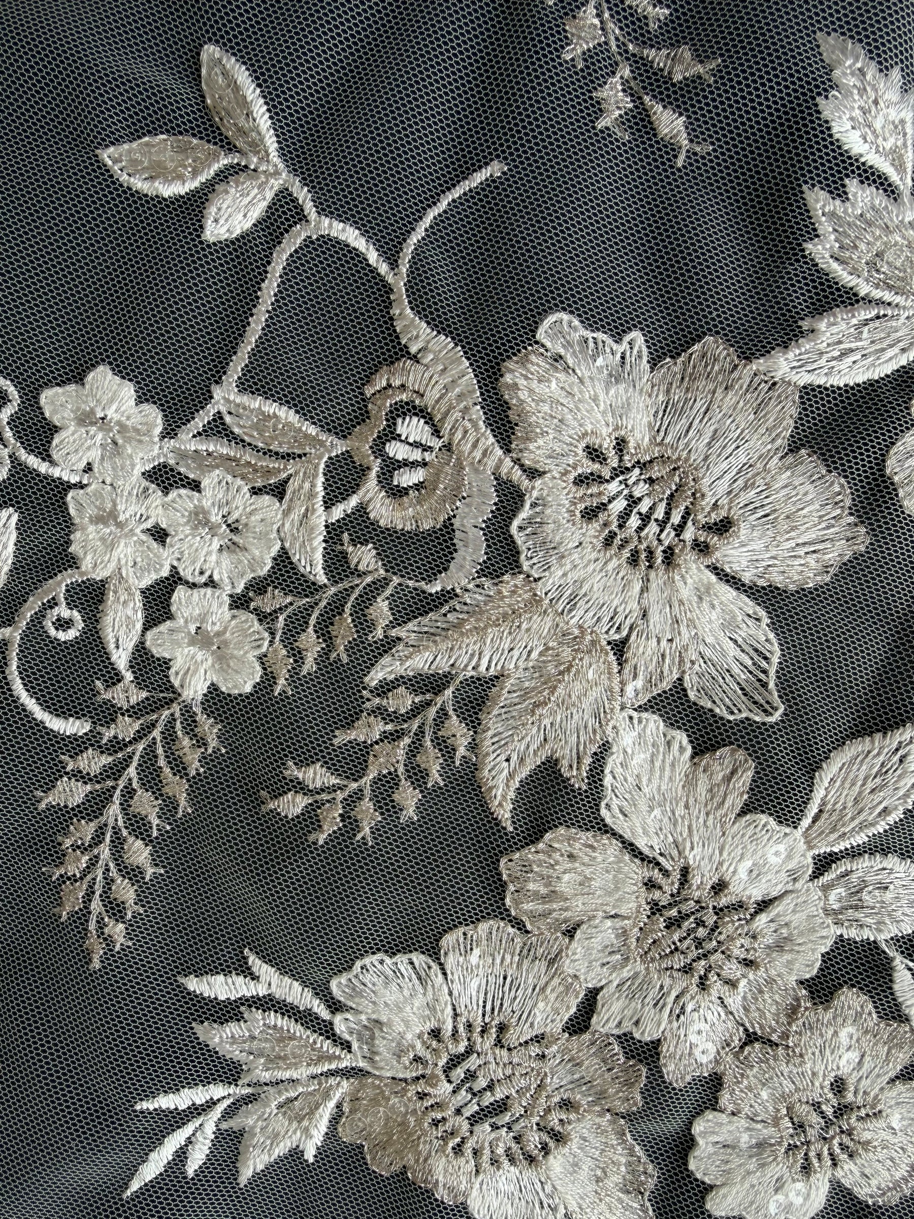 Ivory Sequin Embroidery Lace - EB3044