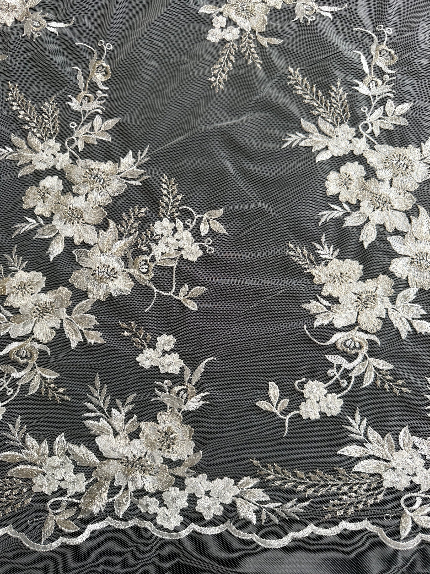 Ivory Sequin Embroidery Lace - EB3044