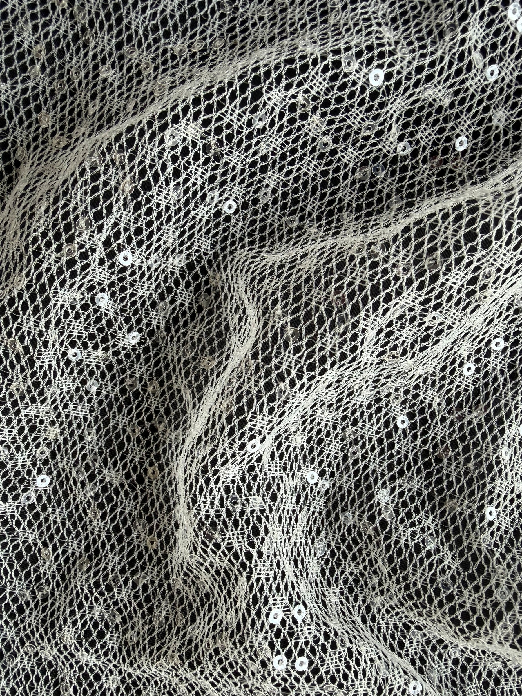 Ivory Sequin Raschel Lace - EB3046