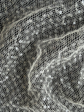 Ivory Sequin Raschel Lace - EB3046