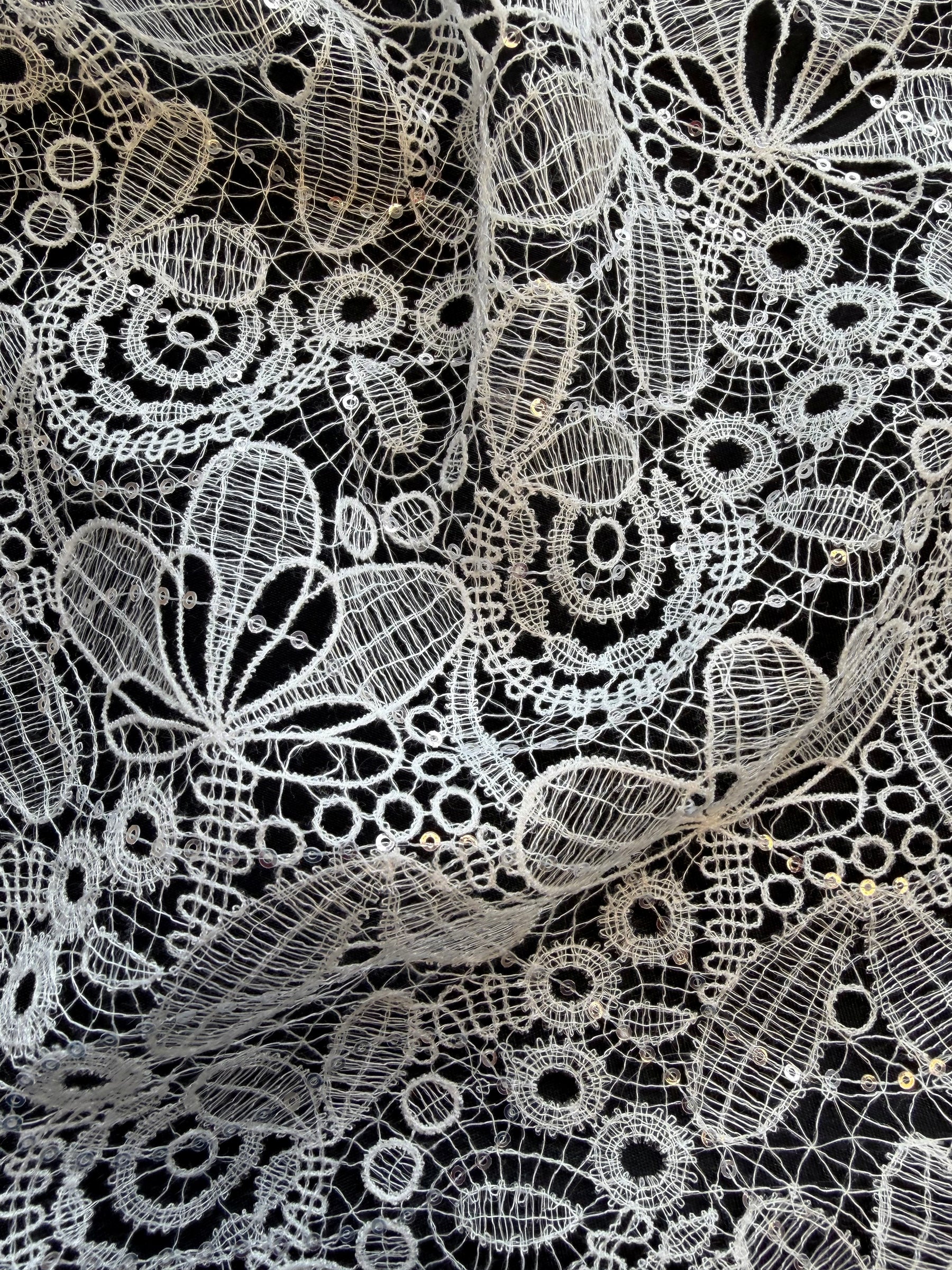 Ivory Sequin Bridal Lace - EB3050