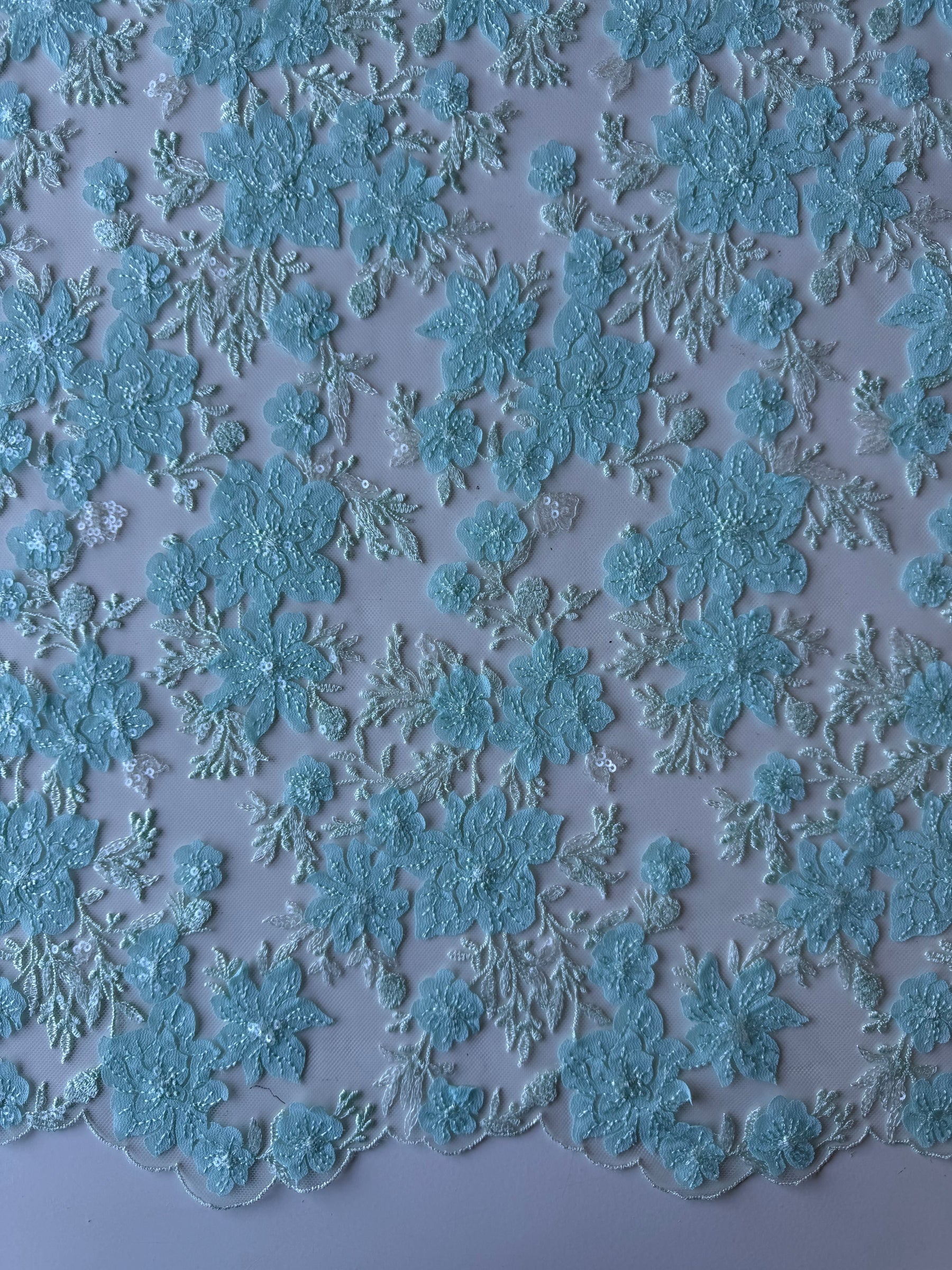 Light Ocean Embroidered Lace - EB3053