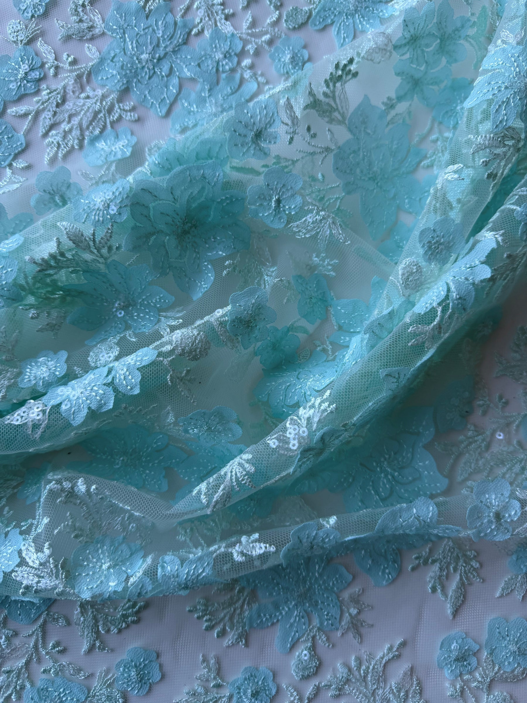 Light Ocean Embroidered Lace - EB3053